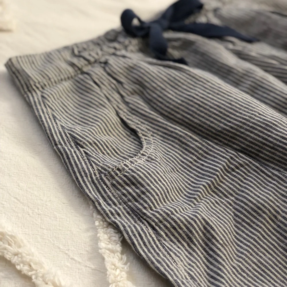 J. Crew Blue and white stripe pull-on linen skirt XS - Picture 4 of 8